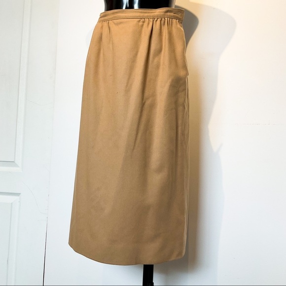 Wool PENDLETON Vintage Long Pencil Skirt In Tan Color - Picture 8 of 12